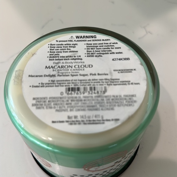 BATH & BODY WORKS 3 WICK CANDLE W/LID in the NEW-EMILY IN PARIS "MACARON CLOUD" - Picture 8 of 8